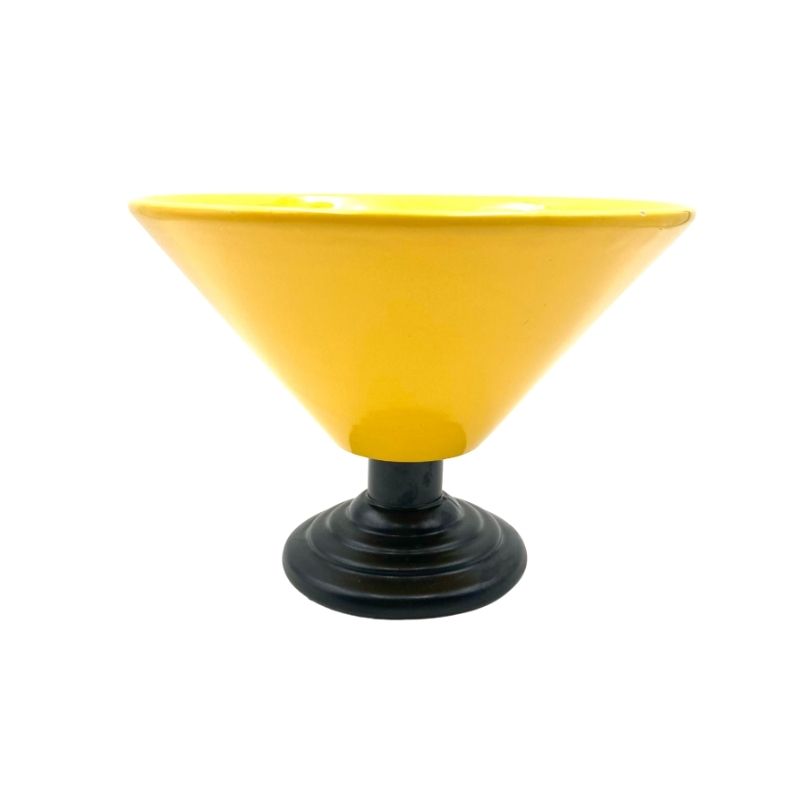 Yellow Conic Vase, postmodern memphis Milan style, Italy 1980s