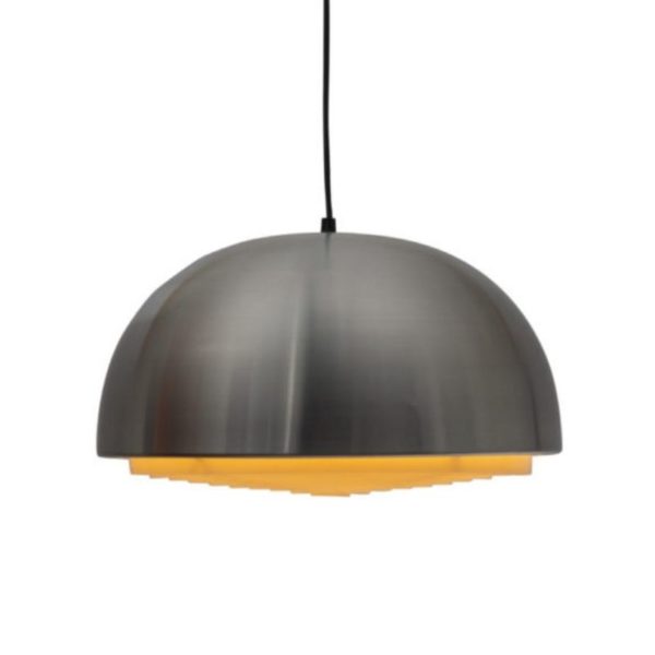Vintage ceiling lamp, brushed aluminum shade.