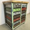 Vintage Industrial Iron Chest of Drawers on Wheels, 1950s