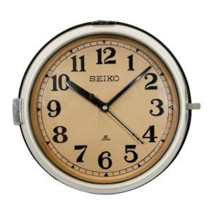 Vintage Beige Seiko Navy Wall Clock, 1970s