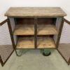 Industrial Iron Cabinet with Mesh Doors on Wheels, 1960s