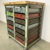 Vintage Industrial Iron Chest of Drawers on Wheels, 1950s