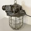 Large Industrial Cast Iron Cage Pendant Light, 1960s Large Industrial Cast Iron Cage Pendant Light, 1960s