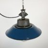 Blue Enamel and Cast Iron Industrial Pendant Light, 1960s