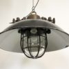Black Enamel and Cast Iron Industrial Cage Pendant Light, 1950s