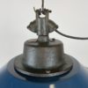 Blue Enamel and Cast Iron Industrial Cage Pendant Light, 1960s