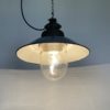 Blue Enamel and Cast Iron Industrial Pendant Light, 1960s
