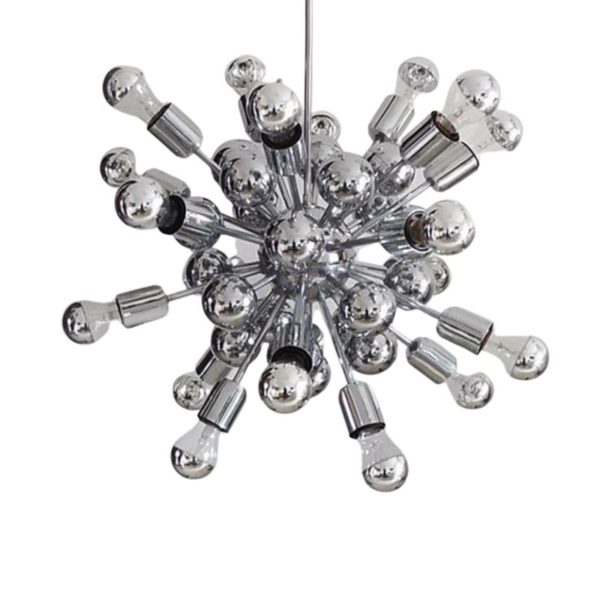 1970s Astonishing Chandelier Sputnik by Goffredo Reggiani in Chrome. Made in Italy
