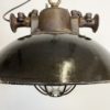 Black Enamel and Cast Iron Industrial Cage Pendant Light, 1950s