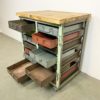 Vintage Industrial Iron Chest of Drawers on Wheels, 1950s