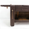 Red/brown painted workbench with shelf and drawers Red/brown painted workbench with shelf and drawers