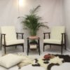 Pair of armchairs Henryk Lis 300-190 years 1970 bouclette fabric.