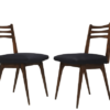 Pair of scandinavian chairs, blue fabric seat, year 60 .