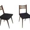 Pair of scandinavian chairs, blue fabric seat, year 60 .