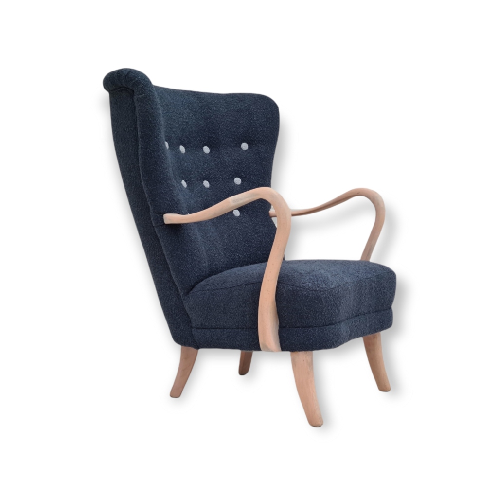 60s, Danish design by Alfred Christensen, renovated high-backed armchair