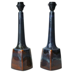 Danish ceramic tablelamp pair Burgundia by Søholm Keramik, Bornholm 1970s