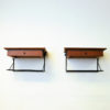 Vintage dark teak pair of wall night tables with drawers - Sweden 1950s