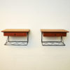 Vintage dark teak pair of wall night tables with drawers - Sweden 1950s