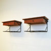 Vintage dark teak pair of wall night tables with drawers - Sweden 1950s