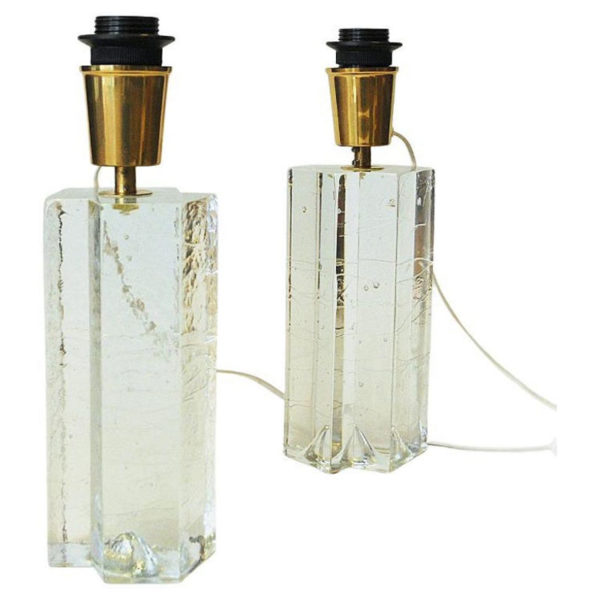 Finnish glass table lamp pair Arkipelago by Timo Sarpaneva for littala 1970s