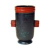 Glaced browngreen and orange Ceramic vase by Upsala-Ekeby, Sweden 1940s