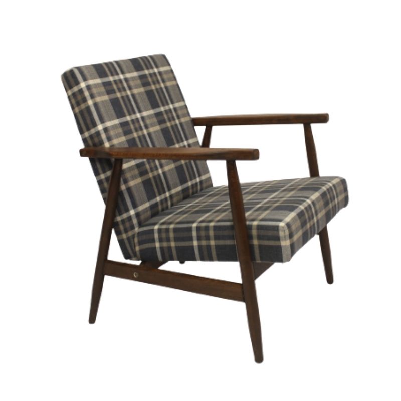Henryk Lis armchair 300-190 years 1970s checkered fabric.