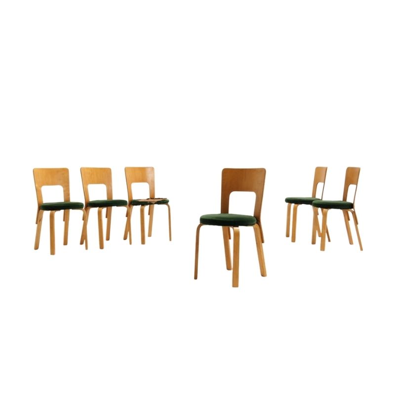 Set of 6 ‘Model 66’ dining chairs by Alvar Aalto for Artek
