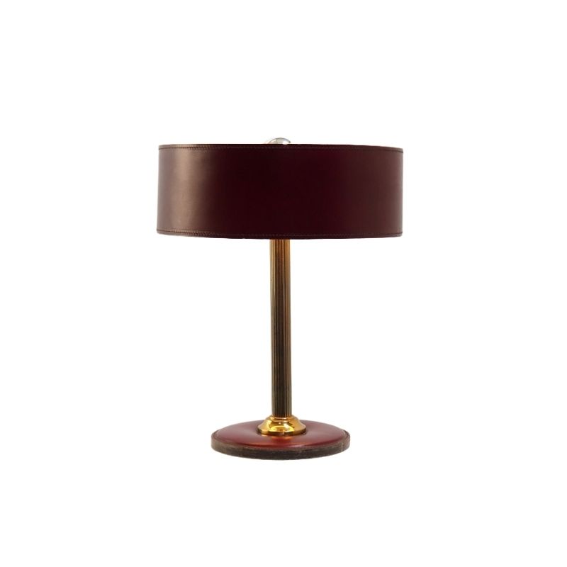 Burgundy table lamp in the manner of Jacques Adnet