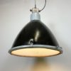 Large Industrial Black Enamel Factory Lamp with Glass Cover, 1960s Large Industrial Black Enamel Factory Lamp with Glass Cover, 1960s