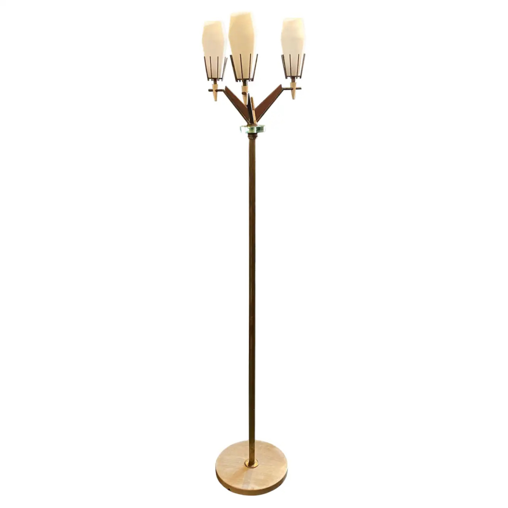 1960s Arredoluce Mid-Century Modern Brass and Glass Floor Lamp