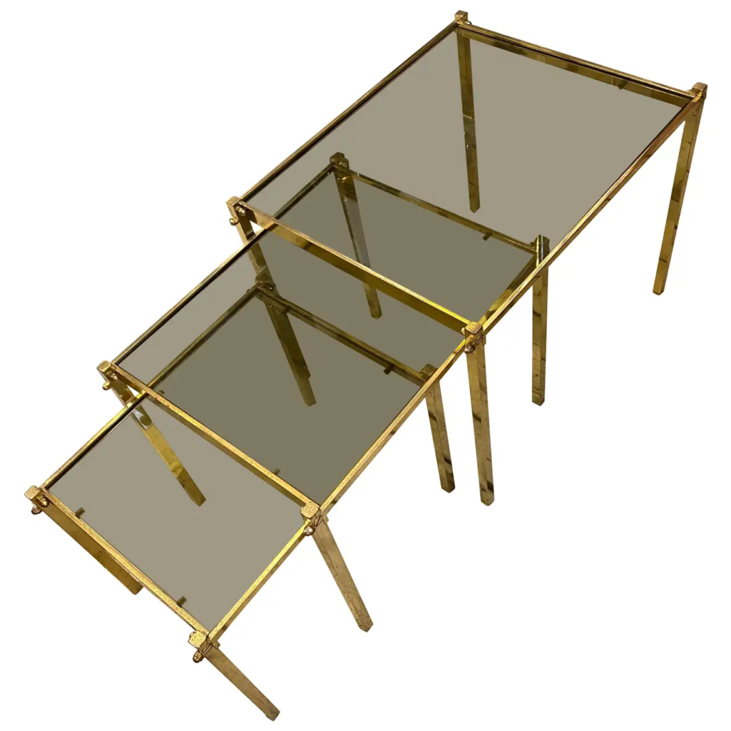 1960s Stylish Mid-Century Modern Solid Brass Italian Nesting Tables