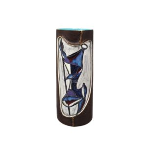 1950s Gorgeous Marcello Fantoni Ceramic Vase Encased in Leather. Made in Italy