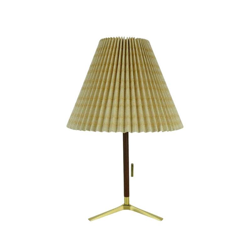 Austrian mid century TABLE LAMP j. t. kalmar 1950s brass teak and fabric
