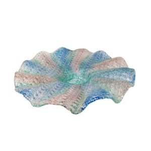 1960s Gorgeous Big Blue, Pink and Green Centerpiece in Murano Glass by Linea Arte Murano. Made in Italy