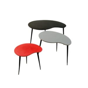 Colorful set of 1950s kidney shaped nesting tables