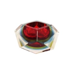 1960s Astonishing Red and Blue Ashtray or Catchall By Flavio Poli for Seguso. Made in Italy