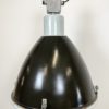 Large Industrial Black Enamel Factory Lamp with Glass Cover, 1960s Large Industrial Black Enamel Factory Lamp with Glass Cover, 1960s