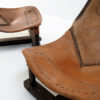 Pair of Brasilian brutalist chairs in leather, 1970s. Pair of Brasilian brutalist chairs in leather, 1970s.