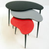 Colorful set of 1950s kidney shaped nesting tables