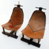 Pair of Brasilian brutalist chairs in leather, 1970s. Pair of Brasilian brutalist chairs in leather, 1970s.