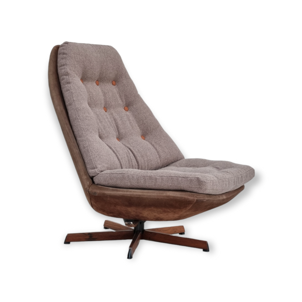 Madsen & Schubell, 70s, Danish armchair Model MS 68, leather, wool, teakwood
