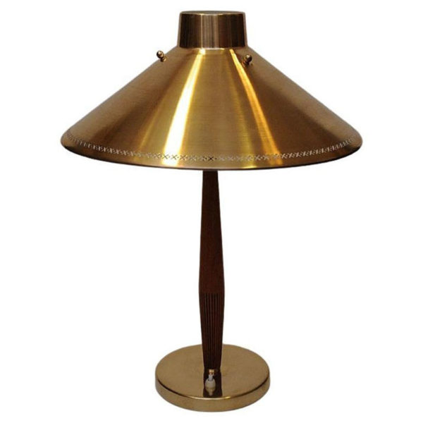 Teak and brass Table lamp by Hans Bergström for Asea, Sweden 1940s Teak and brass Table lamp by Hans Bergström for Asea, Sweden 1940s