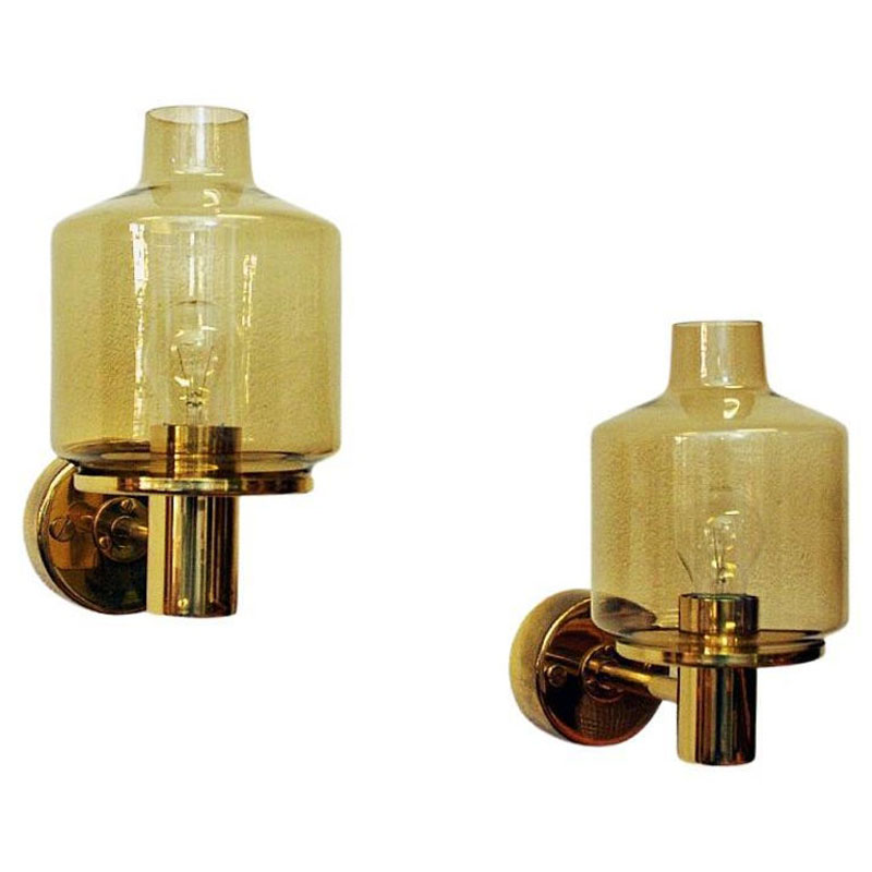 Brass wall lamp pair mod V212 by Hans Agne Jakobsson, Sweden 1960s