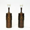 Bronze pair of table lamps with lion decor by Stig Blomberg, Sweden 1960s Bronze pair of table lamps with lion decor by Stig Blomberg, Sweden 1960s