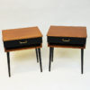 Elegant pair of Swedish teak and brass night or side tables 1950s