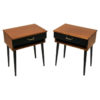 Elegant pair of Swedish teak and brass night or side tables 1950s