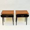 Elegant pair of Swedish teak and brass night or side tables 1950s