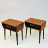 Elegant pair of Swedish teak and brass night or side tables 1950s