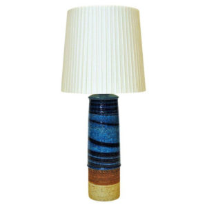 Vintage blue stoneware table lamp by Inger Persson for Rörstrand, Sweden 1960s