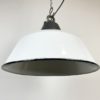 White Enamel and Cast Iron Industrial Pendant Light, 1960s, 16x